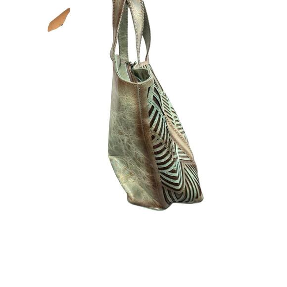 Corral Green Brown Leather Cut Out Shoulder Bag Purse Bling Western Rodeo - Picture 6 of 16